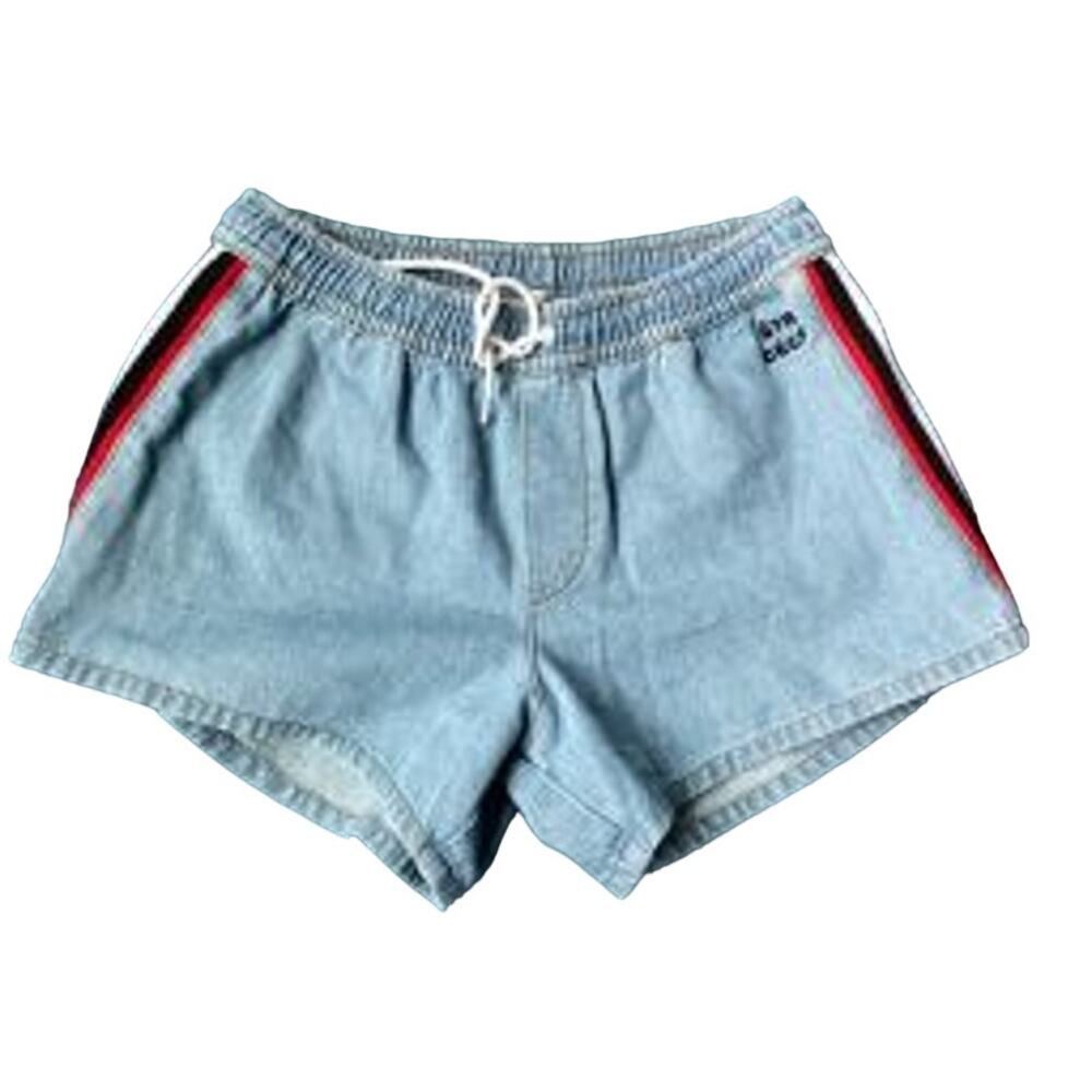 ETRE Cecile Retro Vibe Shorts Chambray 100% Cotton Drawstring Elastic Waist XS